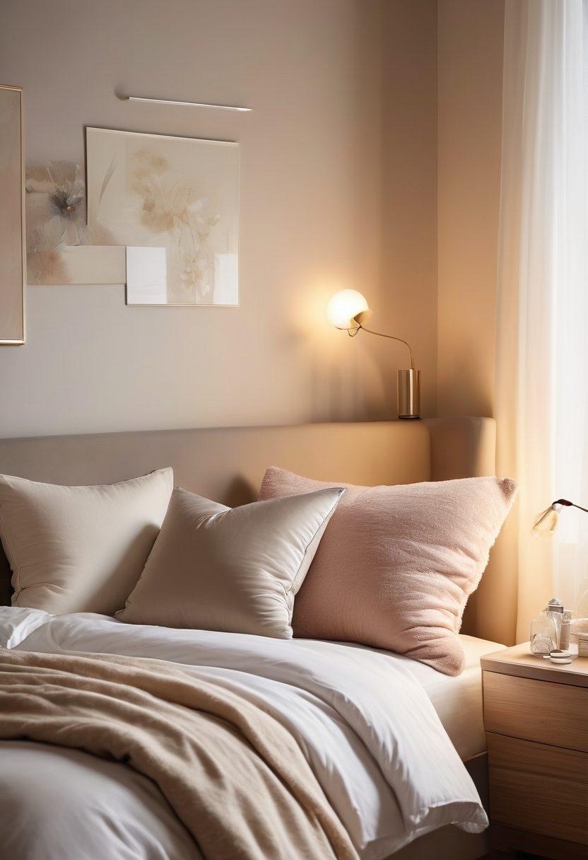 A serene bedroom scene featuring a comfortable bed with soft pillows, a CPAP machine placed elegantly on a bedside table, and a peaceful person sleeping soundly wearing a CPAP mask. Gentle moonlight softly illuminates the room, adding a calming atmosphere. Include symbols of insurance protection like a shield and heart subtly within the decor. warm colors. soft focus. painting.